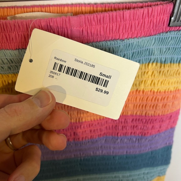 NWT Pants Store Colorful Striped Women Skirt-Top Stretch Size S Smocked Stretch - Picture 10 of 11